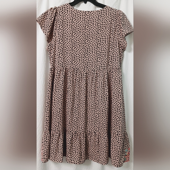 Savanna Jane Leopard Tiered Ruffle Embroidered Babydoll Dress Size M - Picture 5 of 12